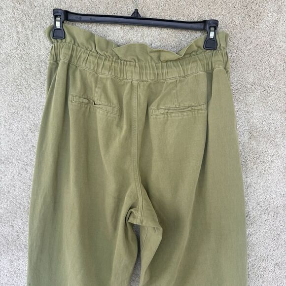 Blank NYC Paper Bag High Waisted Cinch Pants Size Large Wide Leg Olive Green - Picture 10 of 14